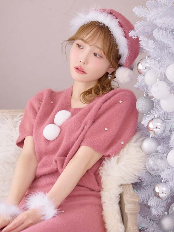 画像15: 【サンタSALE!!】【サンタコス 5点セット】【S-Lサイズ/2カラー】ビジューニットワンピースサンタコスプレ[OF01] (15)