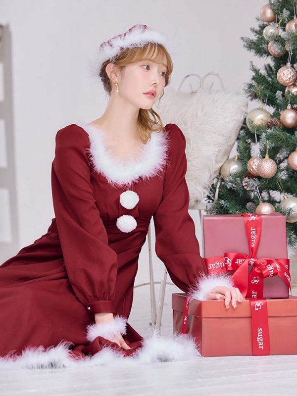 画像9: 【サンタSALE!!】【即日発送】【サンタコス 4点セット】【S-Lサイズ/2カラー】バックリボンフレアワンピースサンタコスプレ[OF01] (9)