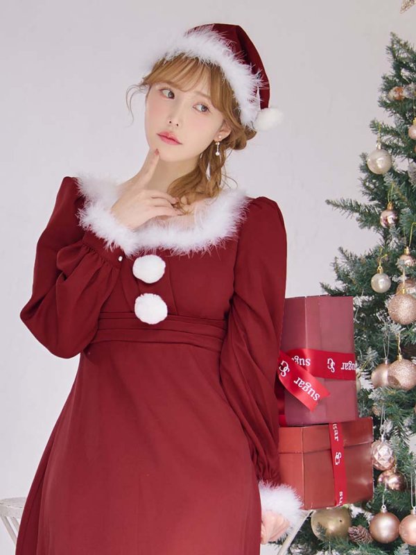 画像20: 【サンタSALE!!】【即日発送】【サンタコス 4点セット】【S-Lサイズ/2カラー】バックリボンフレアワンピースサンタコスプレ[OF01] (20)