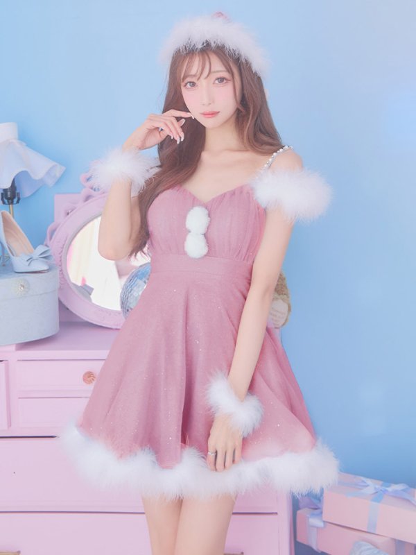 画像2: 【サンタSALE!!】【即日発送！】【S-Lサイズ/3カラー】フレアチュールサンタコスプレ[OF04] (2)