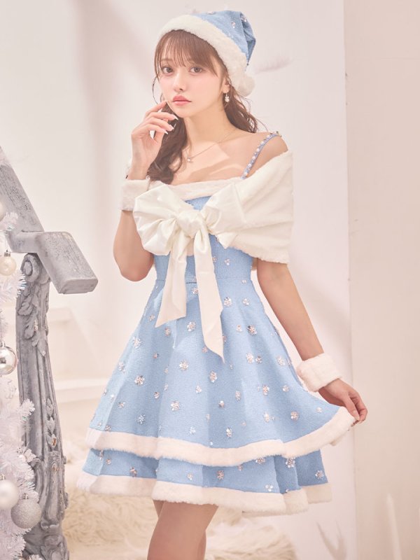 画像37: 【即日発送！】【サンタコス 5点セット】【XS-XLサイズ/4カラー】ケープ付きフレアサンタコスプレ[OF04] (37)