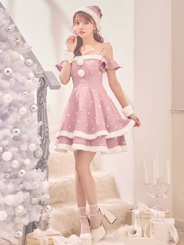 画像9: 【即日発送！】【サンタコス 5点セット】【XS-XLサイズ/4カラー】ケープ付きフレアサンタコスプレ[OF04] (9)