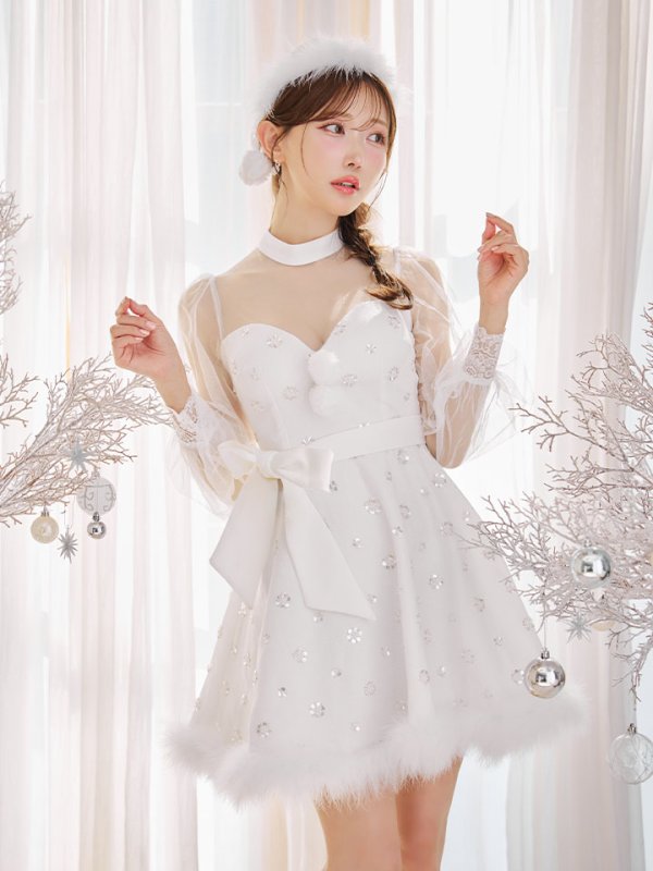 画像11: 【サンタSALE!!】【即日発送！】【サンタコス 4点セット】【XS-XLサイズ/2カラー】チュールロングスリーブハイネックサンタ[OF04] (11)