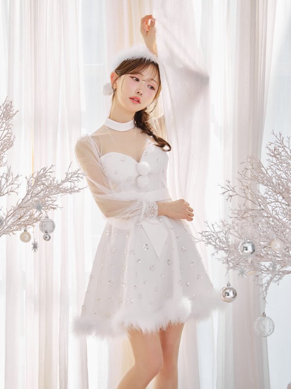 画像13: 【サンタSALE!!】【即日発送！】【サンタコス 4点セット】【XS-XLサイズ/2カラー】チュールロングスリーブハイネックサンタ[OF04] (13)