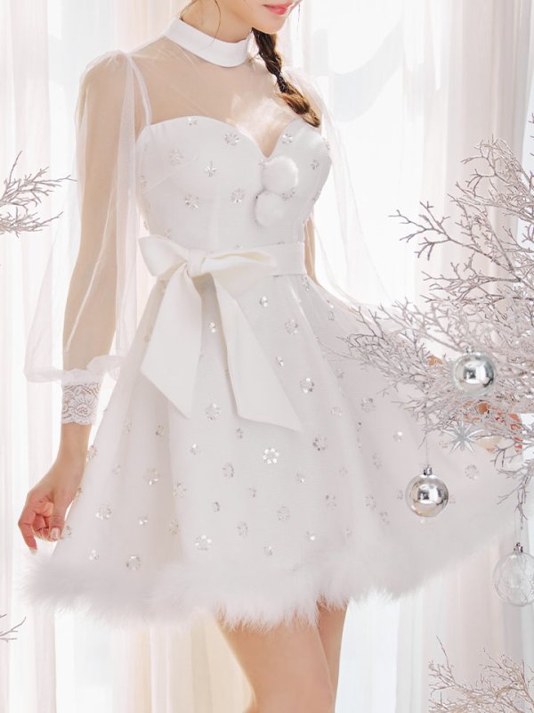 画像17: 【サンタSALE!!】【即日発送！】【サンタコス 4点セット】【XS-XLサイズ/2カラー】チュールロングスリーブハイネックサンタ[OF04] (17)