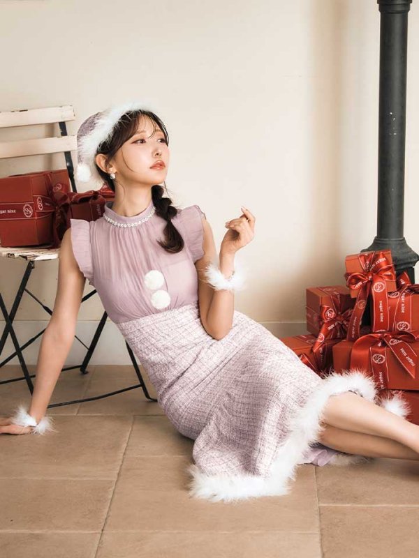 画像12: 【サンタSALE!!】【サンタコス 4点セット】【S-Lサイズ/1カラー】シースルーツイードサンタコスプレ[OF04] (12)