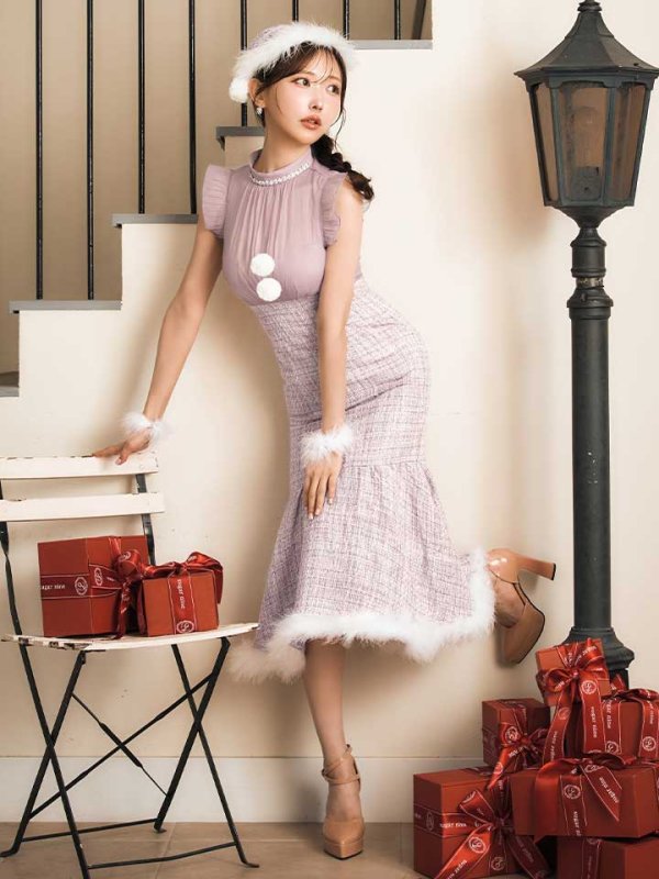 画像3: 【サンタSALE!!】【サンタコス 4点セット】【S-Lサイズ/1カラー】シースルーツイードサンタコスプレ[OF04] (3)