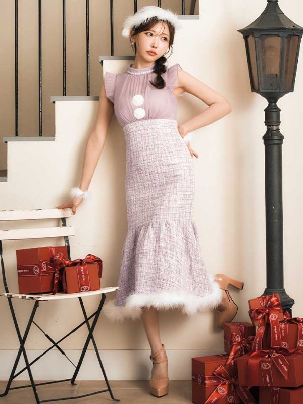 画像7: 【サンタSALE!!】【サンタコス 4点セット】【S-Lサイズ/1カラー】シースルーツイードサンタコスプレ[OF04] (7)