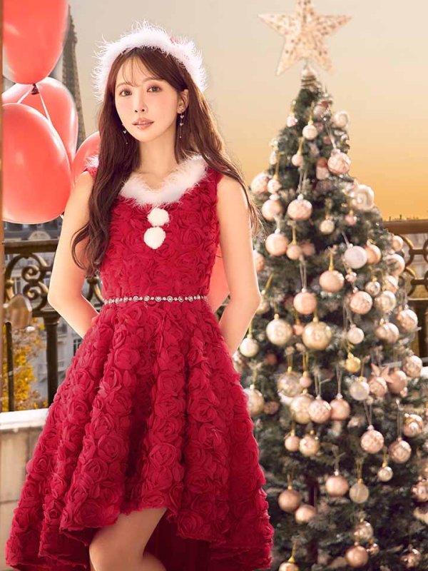 画像19: 【サンタSALE!!】【即日発送！】【サンタコス 4点セット】【S-Mサイズ/2カラー】立体ローズショートインスカートサンタコスプレ[OF04] (19)