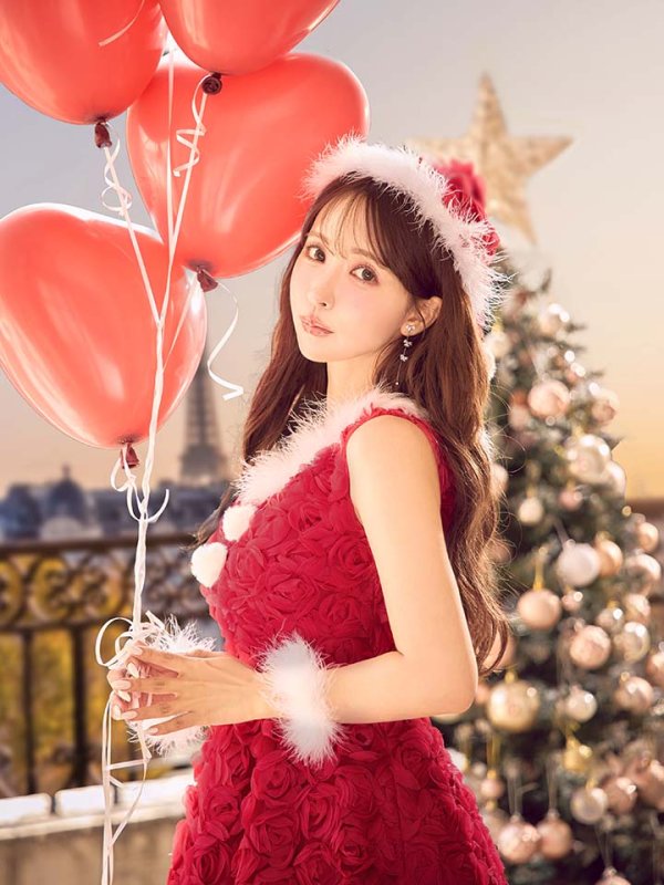 画像28: 【即日発送！】【サンタコス 4点セット】【S-Mサイズ/2カラー】立体ローズショートインスカートサンタコスプレ[OF04] (28)