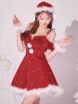 画像2: 【ノベルティ対象】【即日発送】【送料無料！】【サンタ】リボンキャミオフショルフリルサンタコスプレ【コスプレ4点セット】【XS-Lサイズ/2カラー】[OF01/OF04] (2)