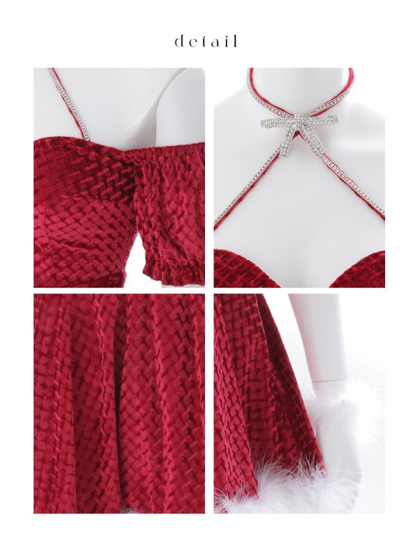 画像38: 【即日発送】【サンタ】クロスネックフレアーサンタコスプレ【コスプレ4点セット】【XS-Lサイズ/2カラー】[OF01] (38)