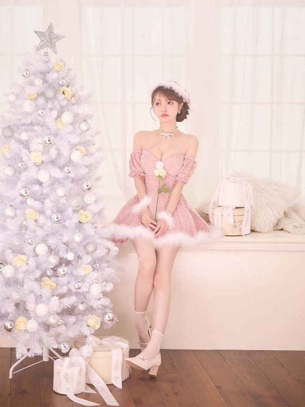 画像14: 【即日発送】【サンタ】クロスネックフレアーサンタコスプレ【コスプレ4点セット】【XS-Lサイズ/2カラー】[OF01] (14)