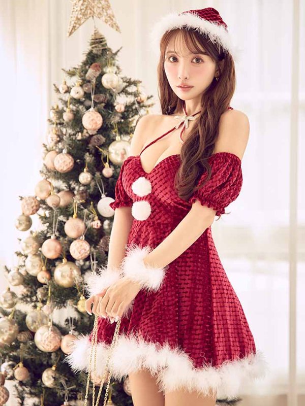 画像16: 【即日発送】【サンタ】クロスネックフレアーサンタコスプレ【コスプレ4点セット】【XS-Lサイズ/2カラー】[OF01] (16)