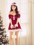 画像22: 【即日発送】【サンタ】クロスネックフレアーサンタコスプレ【コスプレ4点セット】【XS-Lサイズ/2カラー】[OF01] (22)