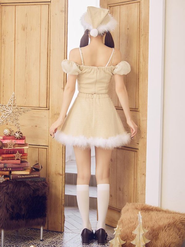 画像19: 【即日発送】【送料無料！】【サンタ】パフスリーブセットアップサンタコスプレ【コスプレ5点セット】【XS-Mサイズ/2カラー】[OF04] (19)