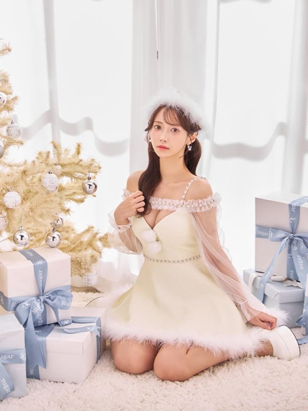 画像32: 【即日発送】【サンタ】シフォン長袖ツイードフレアーサンタコスプレ【コスプレ3点セット】【S-XLサイズ/2カラー】[OF04] (32)