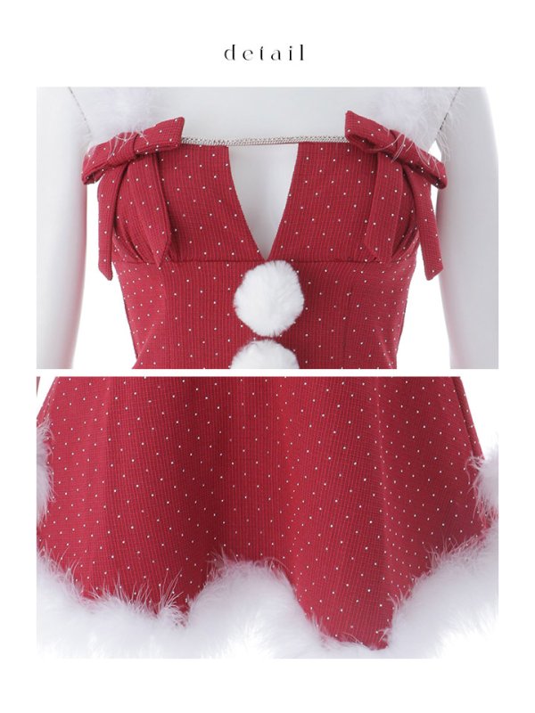 画像41: 【ノベルティ対象】【即日発送】【サンタ】リボンファーサンタコスプレ【コスプレ4点セット】【XS-XLサイズ/2カラー】[OF01/OF04] (41)