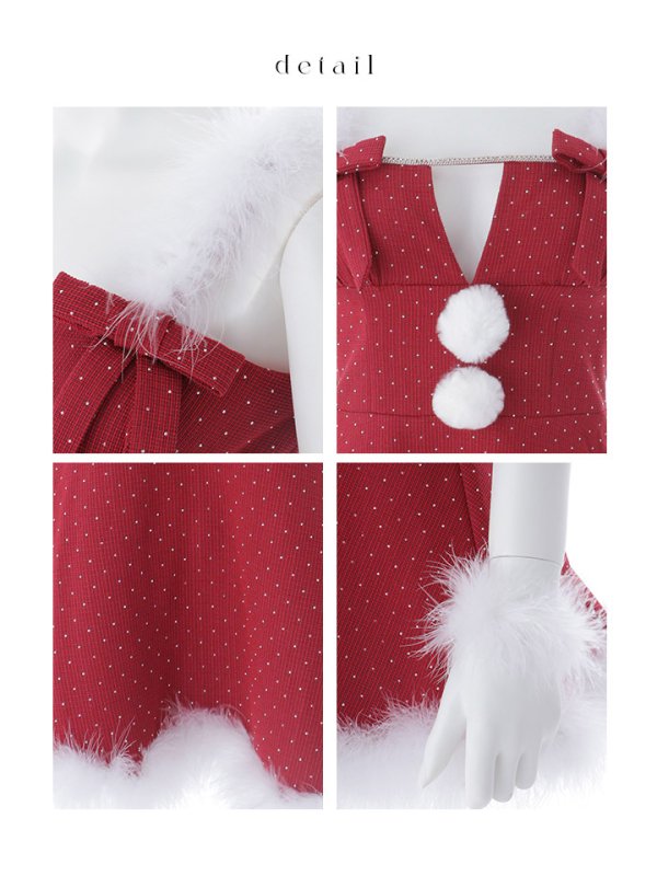 画像42: 【ノベルティ対象】【即日発送】【サンタ】リボンファーサンタコスプレ【コスプレ4点セット】【XS-XLサイズ/2カラー】[OF01/OF04] (42)