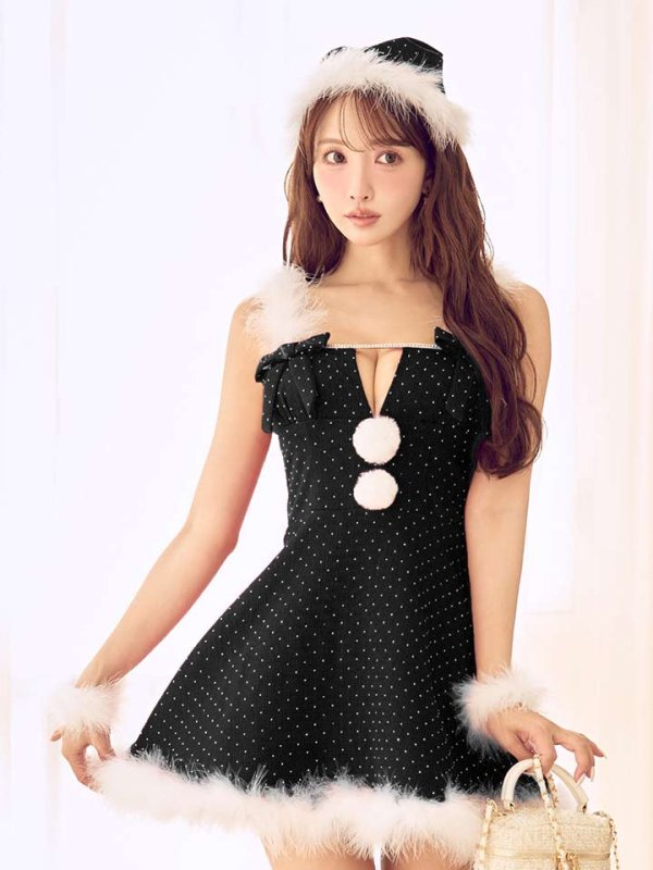 画像10: 【ノベルティ対象】【即日発送】【サンタ】リボンファーサンタコスプレ【コスプレ4点セット】【XS-XLサイズ/2カラー】[OF01/OF04] (10)