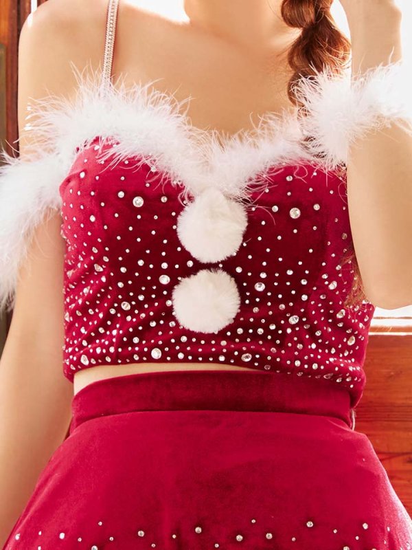 画像16: 【即日発送】【送料無料！】【サンタ】スノービジューセットアップサンタコスプレ【コスプレ5点セット】【XS-Lサイズ/3カラー】[OF04] (16)