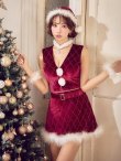 画像15: 【即日発送】【サンタ】ダイヤ柄ビジューベルト付きサンタコスプレ【コスプレ7点セット】【XS-Lサイズ/2カラー】[OF04] (15)