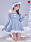 画像4: 【即日発送】【サンタ】袖付きシフォンワンピースビジューサンタコスプレ【コスプレ3点セット】【S-Mサイズ/2カラー】[OF04] (4)