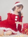 画像16: 【即日発送】【サンタ】袖付きシフォンワンピースビジューサンタコスプレ【コスプレ3点セット】【S-Mサイズ/2カラー】[OF04] (16)