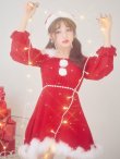 画像3: 【即日発送】【サンタ】袖付きシフォンワンピースビジューサンタコスプレ【コスプレ3点セット】【S-Mサイズ/2カラー】[OF04] (3)
