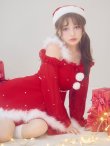 画像9: 【即日発送】【サンタ】袖付きシフォンワンピースビジューサンタコスプレ【コスプレ3点セット】【S-Mサイズ/2カラー】[OF04] (9)