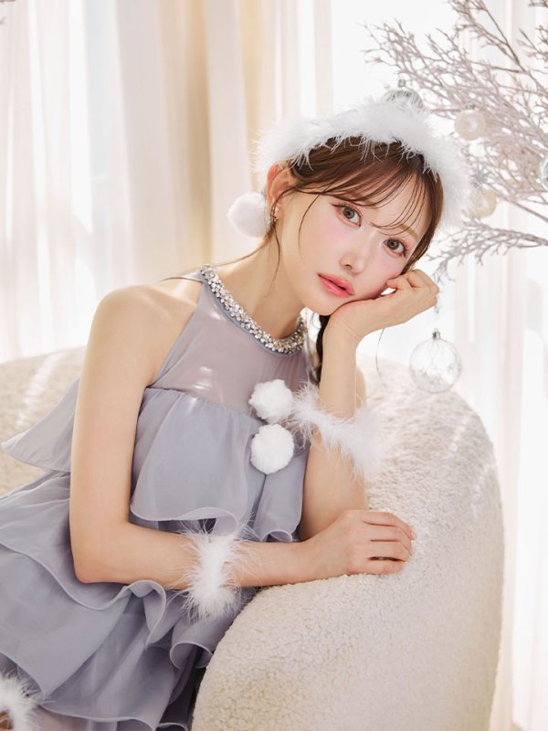 画像15: 【即日発送】【サンタ】アメスリフリルホルターネックサンタコスプレ【コスプレ4点セット】【XS-Lサイズ/2カラー】[OF04] (15)