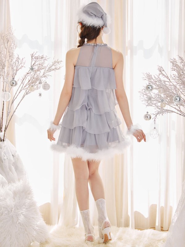 画像26: 【即日発送】【サンタ】アメスリフリルホルターネックサンタコスプレ【コスプレ4点セット】【XS-Lサイズ/2カラー】[OF04] (26)