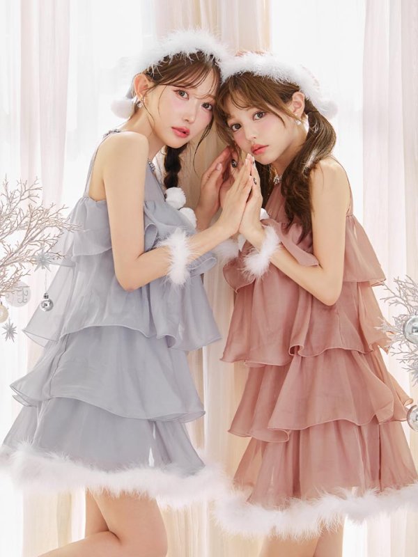 画像8: 【即日発送】【サンタ】アメスリフリルホルターネックサンタコスプレ【コスプレ4点セット】【XS-Lサイズ/2カラー】[OF04] (8)