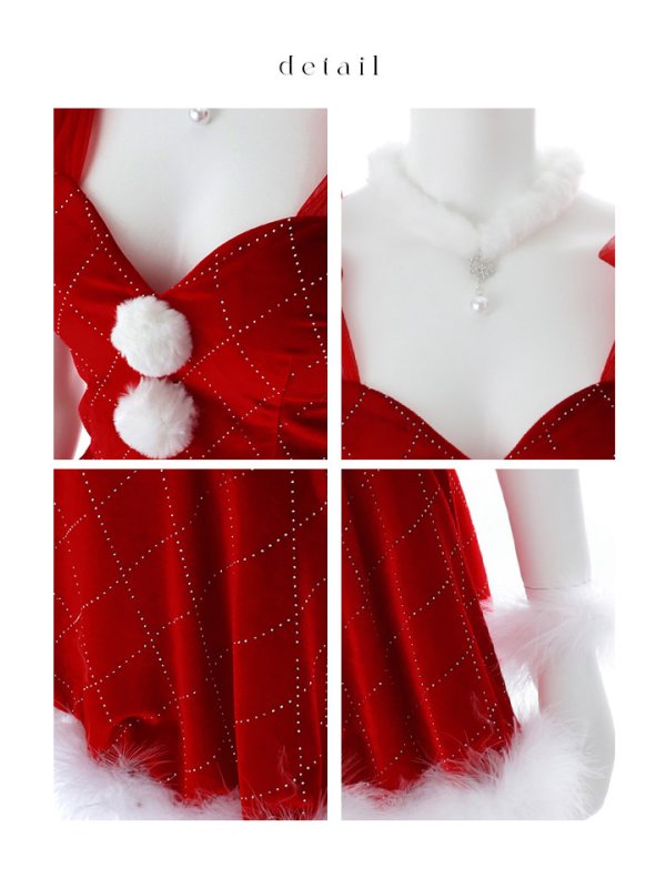 画像39: 【ノベルティ対象】【即日発送】【送料無料】【サンタ】チュールリボンアーガイル風サンタコスプレ【コスプレ6点セット】【XS-XLサイズ/3カラー】[OF01] (39)