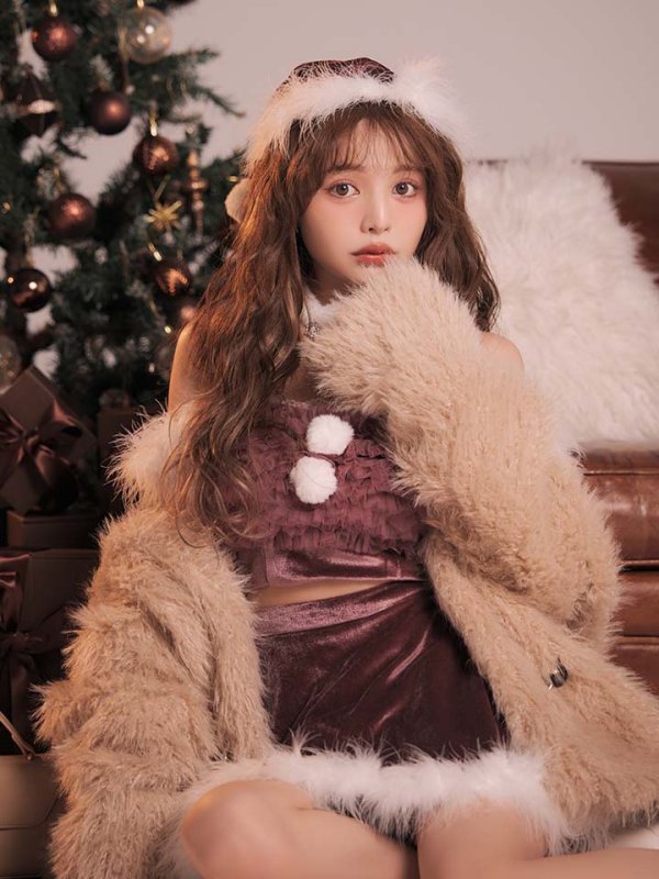 画像9: 【即日発送】【送料無料！】【サンタ】チュールフリルオフショルセットアップサンタコスプレ【コスプレ6点セット】【XS-Lサイズ/2カラー】[OF04/OF04] (9)