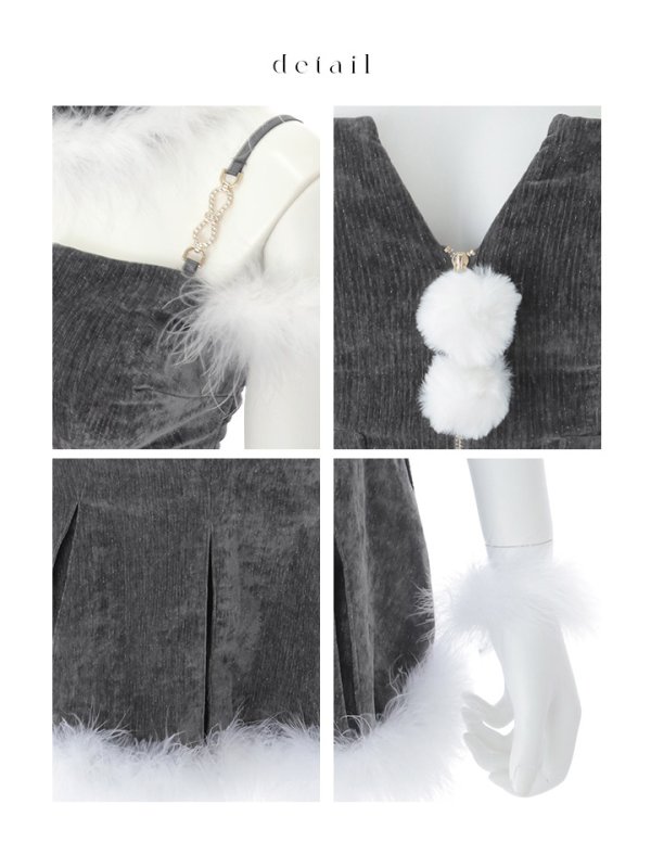 画像42: 【ノベルティ対象】【即日発送】【サンタ】ファーショルダーシースルーフレアサンタコスプレ【コスプレ5点セット】【XS-XLサイズ/2カラー】[OF04] (42)