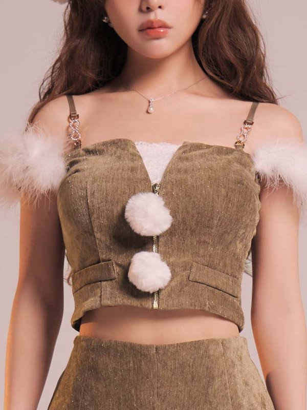 画像22: 【即日発送】【サンタ】ファーショルダーシースルーフレアサンタコスプレ【コスプレ5点セット】【XS-XLサイズ/2カラー】[OF04] (22)