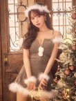 画像4: 【ノベルティ対象】【即日発送】【サンタ】ファーショルダーシースルーフレアサンタコスプレ【コスプレ5点セット】【XS-XLサイズ/2カラー】[OF04] (4)
