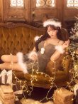 画像14: 【即日発送】【サンタ】ファーショルダーシースルーフレアサンタコスプレ【コスプレ5点セット】【XS-XLサイズ/2カラー】[OF04] (14)