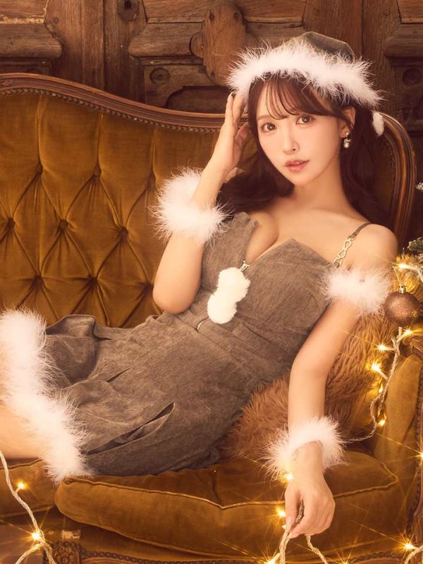 画像5: 【ノベルティ対象】【即日発送】【サンタ】ファーショルダーシースルーフレアサンタコスプレ【コスプレ5点セット】【XS-XLサイズ/2カラー】[OF04] (5)