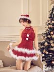 画像15: 【即日発送】【送料無料！】【サンタ】シフォンホルターネックティアードサンタコスプレ【コスプレ4点セット】【XS-Lサイズ/2カラー】[OF04/OF04] (15)