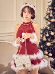 画像28: 【即日発送】【送料無料！】【サンタ】シフォンホルターネックティアードサンタコスプレ【コスプレ4点セット】【XS-Lサイズ/2カラー】[OF04/OF04] (28)