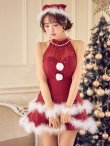 画像9: 【即日発送】【送料無料！】【サンタ】シフォンホルターネックティアードサンタコスプレ【コスプレ4点セット】【XS-Lサイズ/2カラー】[OF04/OF04] (9)