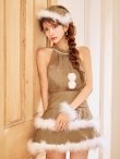 画像34: 【即日発送】【送料無料！】【サンタ】シフォンホルターネックティアードサンタコスプレ【コスプレ4点セット】【XS-Lサイズ/2カラー】[OF04/OF04] (34)