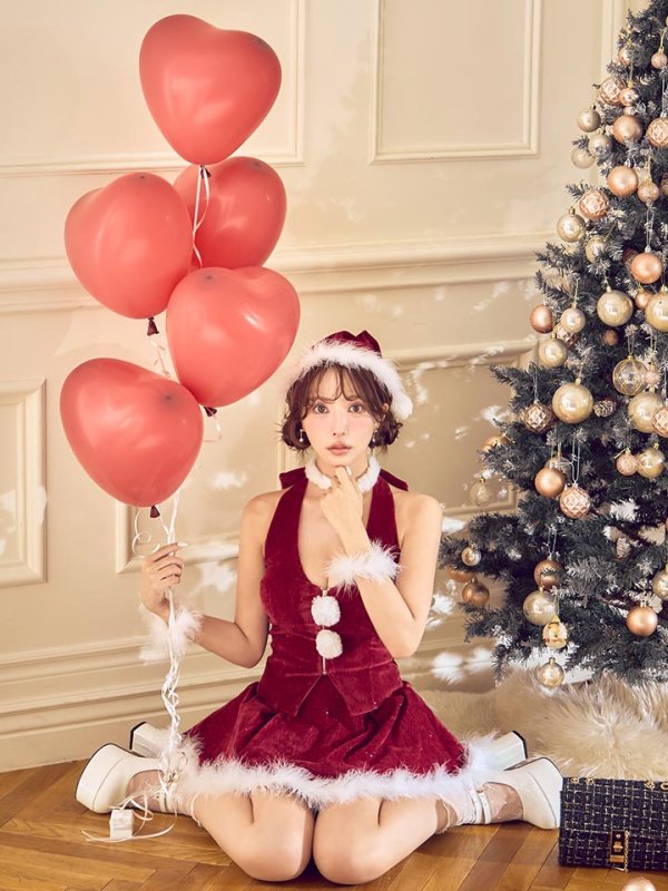 画像22: 【即日発送】【サンタ】ホルターネックジップセットアップサンタコスプレ【コスプレ6点セット】【XS-XLサイズ/2カラー】[OF03] (22)