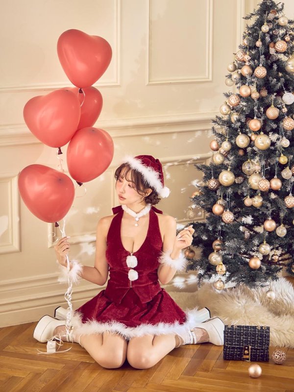 画像23: 【即日発送】【サンタ】ホルターネックジップセットアップサンタコスプレ【コスプレ6点セット】【XS-XLサイズ/2カラー】[OF04] (23)