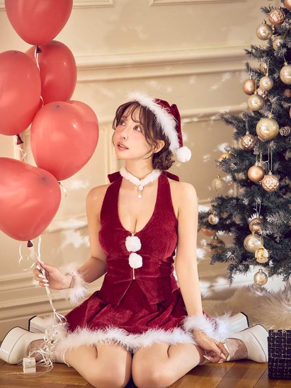 画像27: 【即日発送】【サンタ】ホルターネックジップセットアップサンタコスプレ【コスプレ6点セット】【XS-XLサイズ/2カラー】[OF04] (27)