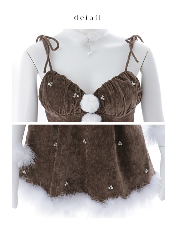 画像40: 【即日発送】【送料無料！】【サンタ】　紐リボンフレアビジューサンタコスプレ【コスプレ5点セット】【XS-Mサイズ/2カラー】[OF04] (40)