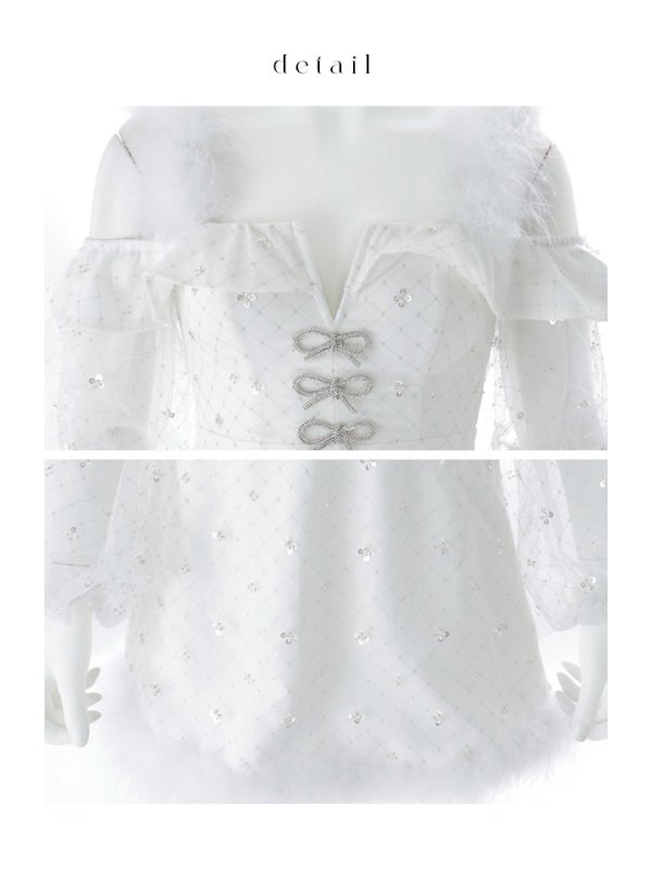 画像26: 【即日発送】【送料無料！】【サンタ】オフショルチュール袖リボンサンタコスプレ【コスプレ2点セット】【XS-Lサイズ/1カラー】[OF01] (26)