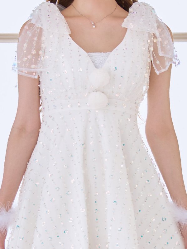 画像18: 【即日発送】【送料無料！】【サンタ】パールスパンコールレースフレアサンタコスプレ【コスプレ3点セット】【S-Lサイズ/1カラー】[OF01] (18)